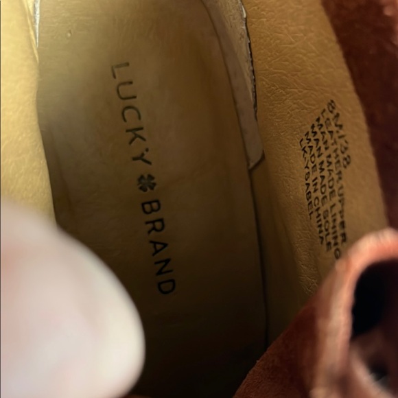 Lucky Brand Suede Wedge Moccasins Rust - Picture 3 of 5